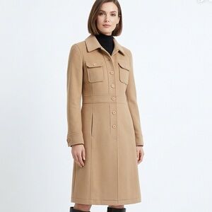Vintage Carolyn Bessette-Kennedy Style Single-breasted 1990's Camel Wool Coat